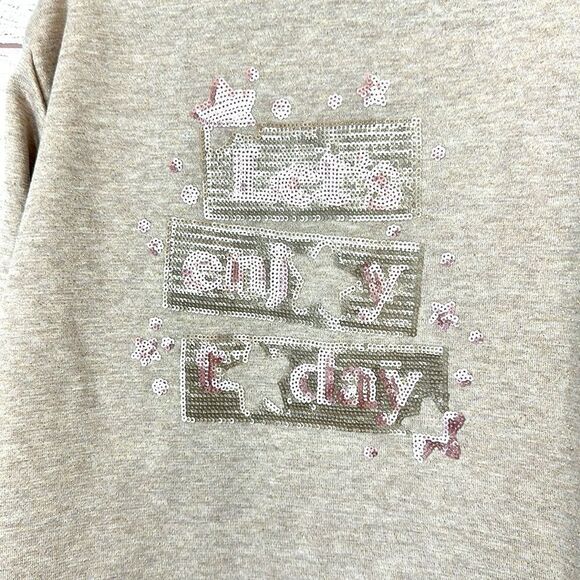 NWT Girls Mayoral Lets Enjoy Sweatshirt Beige Sequins Embroidery sz 9 (134 cm) - Picture 10 of 15